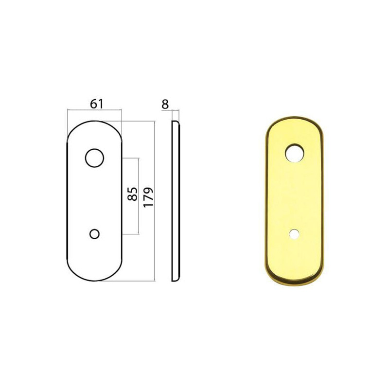 Placca ghidini ghibli per portoncino blindato 85mm ottone lucido