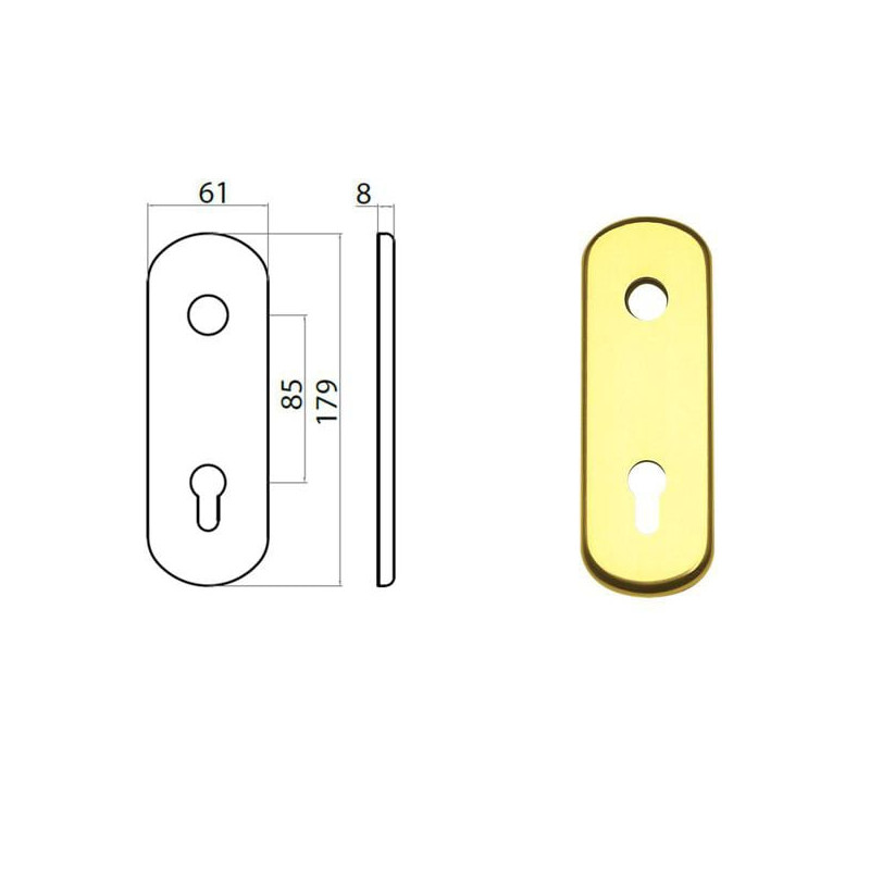 Placca ghidini ghibli 85mm ottone lucido yale[77298855012]