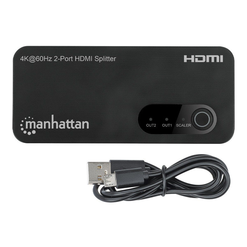 Splitter hdmi manhattan 4k 60hz uhd 3d con led 2 vie