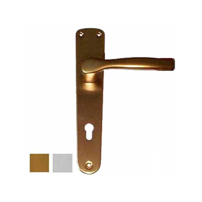 Maniglia ghidini gabry yale con placca in alluminio 8x85mm oro/argento
