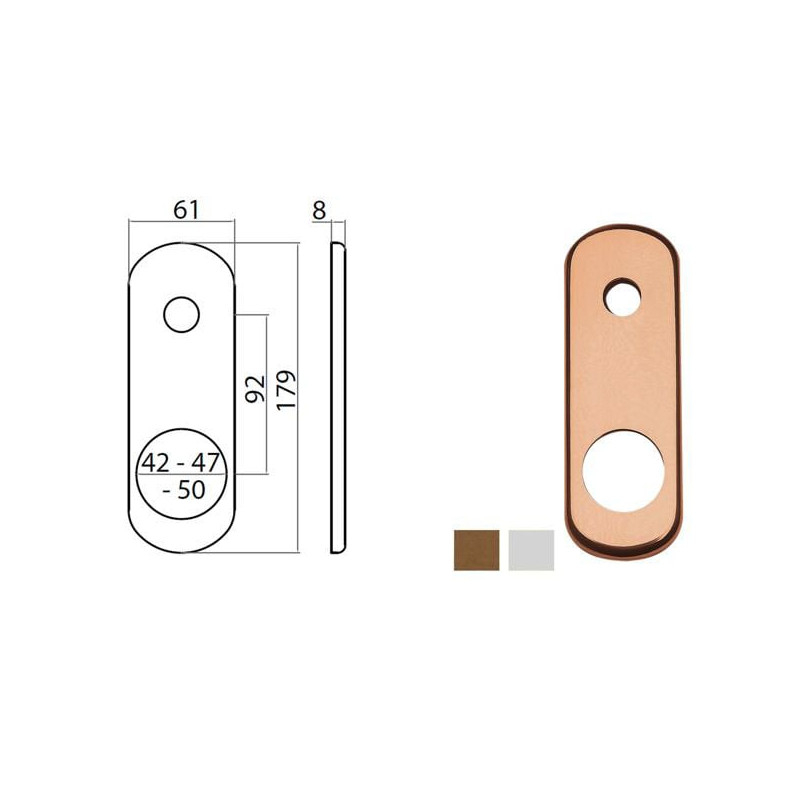 Placca ghidini ghibli per portoncino blindato alluminio bronzato/argentato