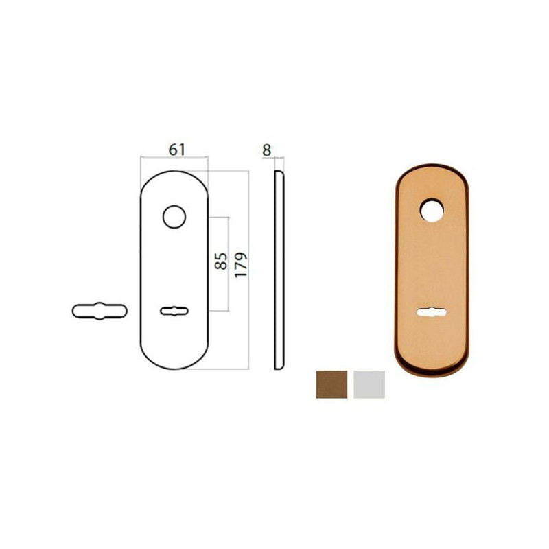 Placca ghidini ghibli per portoncino blindato alluminio bronzato/argentato