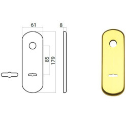 Placca ghidini ghibli per portoncino blindato ottone lucido 85mm