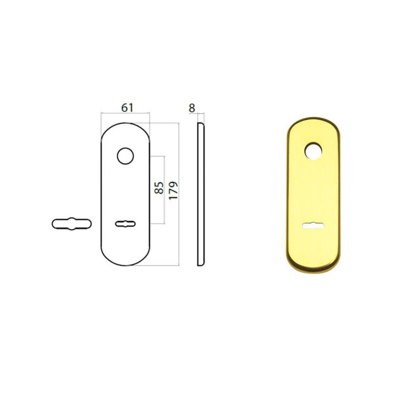 Placca ghidini ghibli per portoncino blindato ottone lucido 85mm