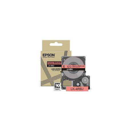 Nastro etichettatrice epson c53s672071 lk-4rbj 12mm rosso opaco/nero