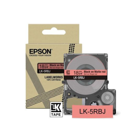 Nastro etichettatrice epson c53s672072 lk-5rbj 12mm rosso opaco/nero