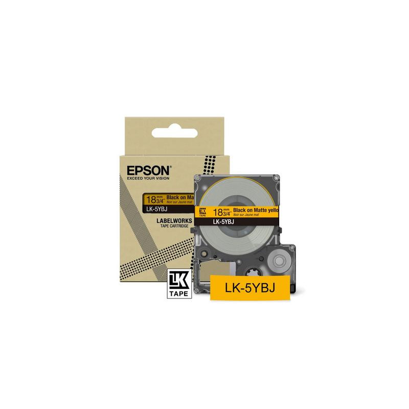Nastro etichettatrice epson c53s672075 lk-5ybj 18mm giallo opaco/nero