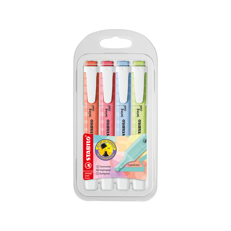 Set evidenziatori stabilo swing cool pastel 4pz multicolore [275/4-08-1]