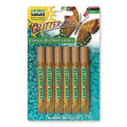 Colla lebez glitter blister 6 tubetti da 10.5ml oro [5131-o]