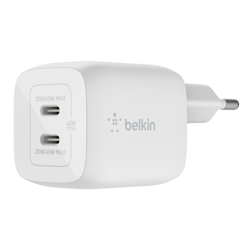 Alimentatore da rete belkin 2porte usb-c 45w [wch011vfwh]