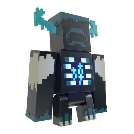 Figurina mattel minecraft the warden lights and sounds 15cm blu/grigio