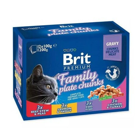 Cibo umido per gatto brit pouches family plate 12x100g