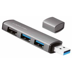 Hub usb 3.2 gen2 3 porte tipo a compatto in alluminio silver
