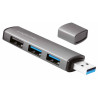 Hub usb 3.2 gen2 3 porte tipo a compatto in alluminio silver