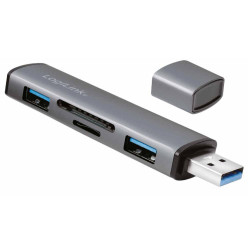 Hub usb 3.2 logilink gen2 2 porte usb-a con lettore di schede