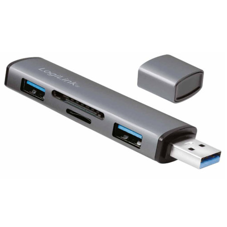 Hub usb 3.2 logilink gen2 2 porte usb-a con lettore di schede