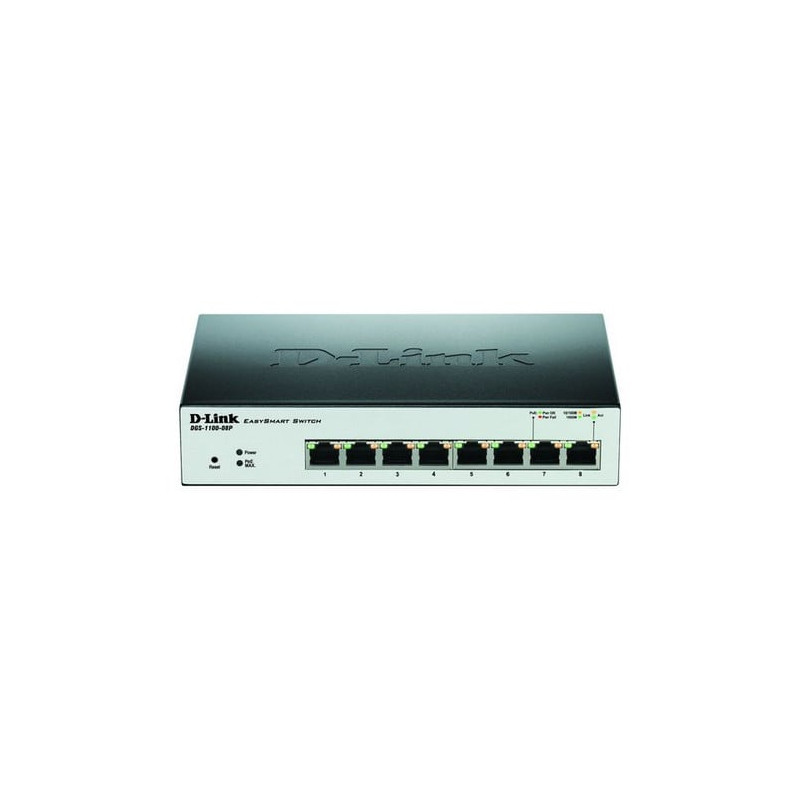 Switch d-link 8g poe+ 64w l2 gestito 8x10/100/1000 poe [dgs-1100-08pv2/e]