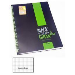 Quaderno spiralato a4 arda quadret 5mm nero/verde [0232reg]