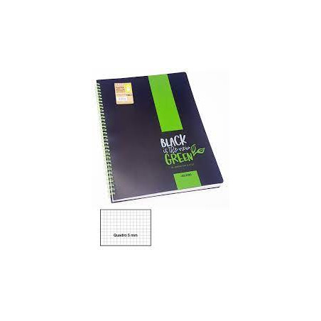 Quaderno spiralato a4 arda quadret 5mm nero/verde [0232reg]