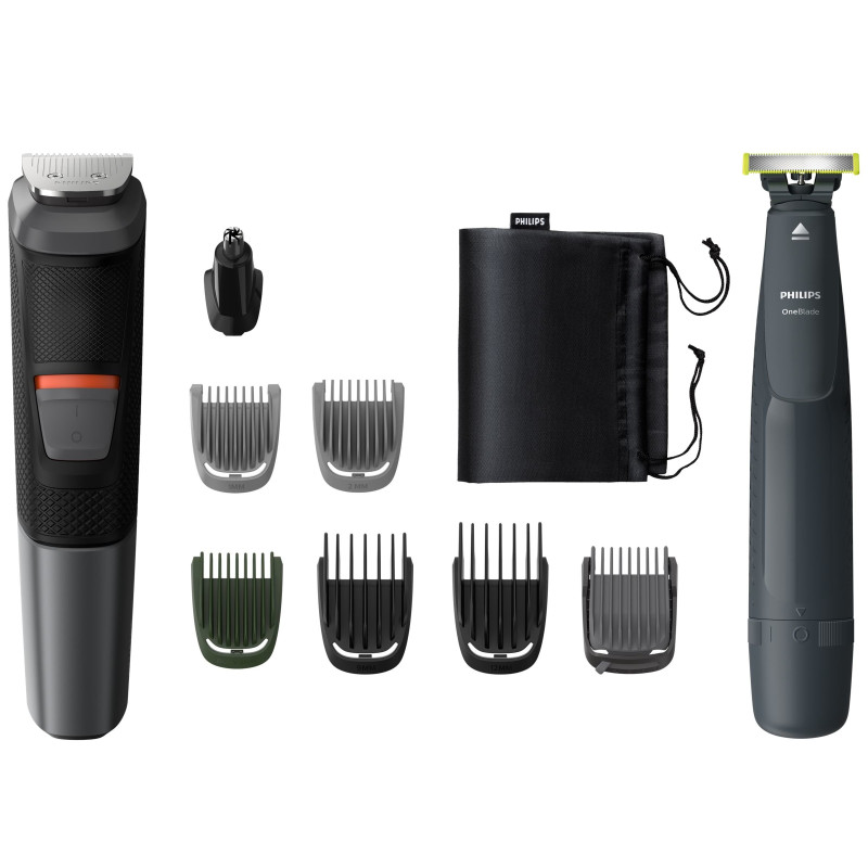 Rasoio elettrico philips multifunzione 10 in 1 una lama 2 rasoi nero/grigio