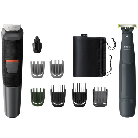 Rasoio elettrico philips multifunzione 10 in 1 una lama 2 rasoi nero/grigio