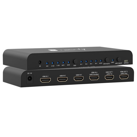 Switch techly hdmi 2.0 4x1 4k@60hz con splitter audio earc/arc per