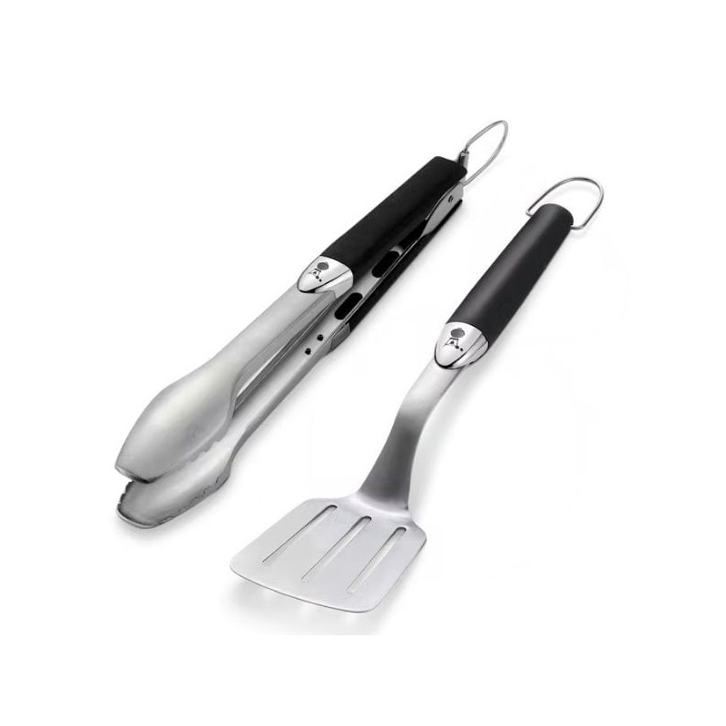 Posate per grill weber premium compatte 2 pz. acciaio inossidabile/nero