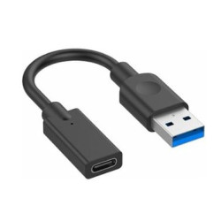 Adattore usb hamlet tipo-a masc 3.0 a tipo-c fem 10cm/nero