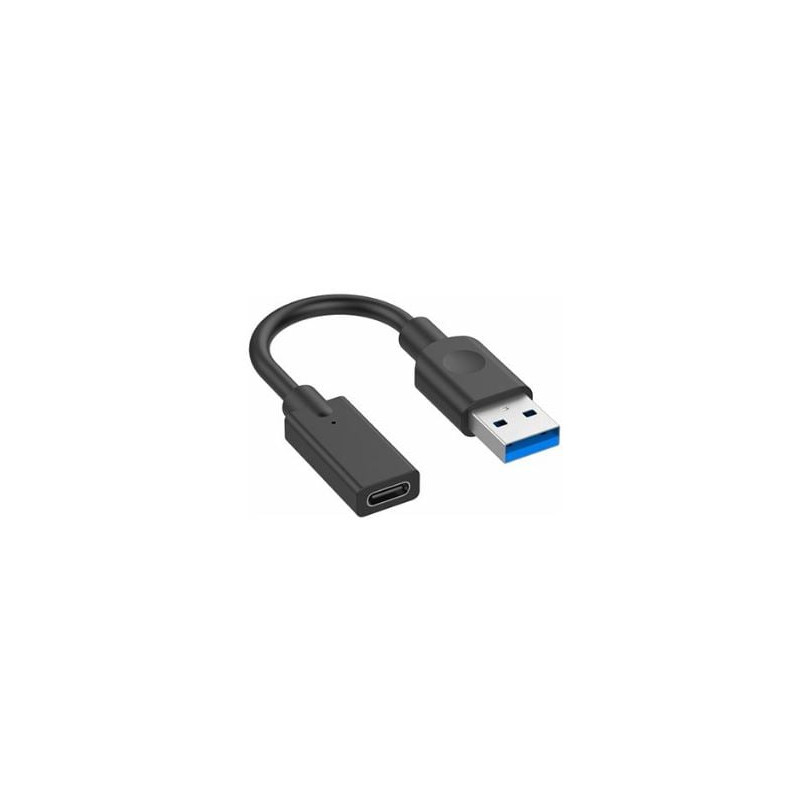 Adattore usb hamlet tipo-a masc 3.0 a tipo-c fem 10cm/nero