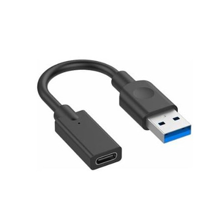 Adattore usb hamlet tipo-a masc 3.0 a tipo-c fem 10cm/nero