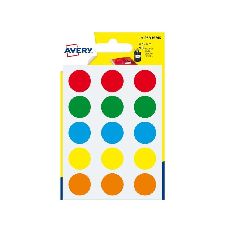 Etichette adesive consumabili avery 6fogli colori assortiti [psa19mx]
