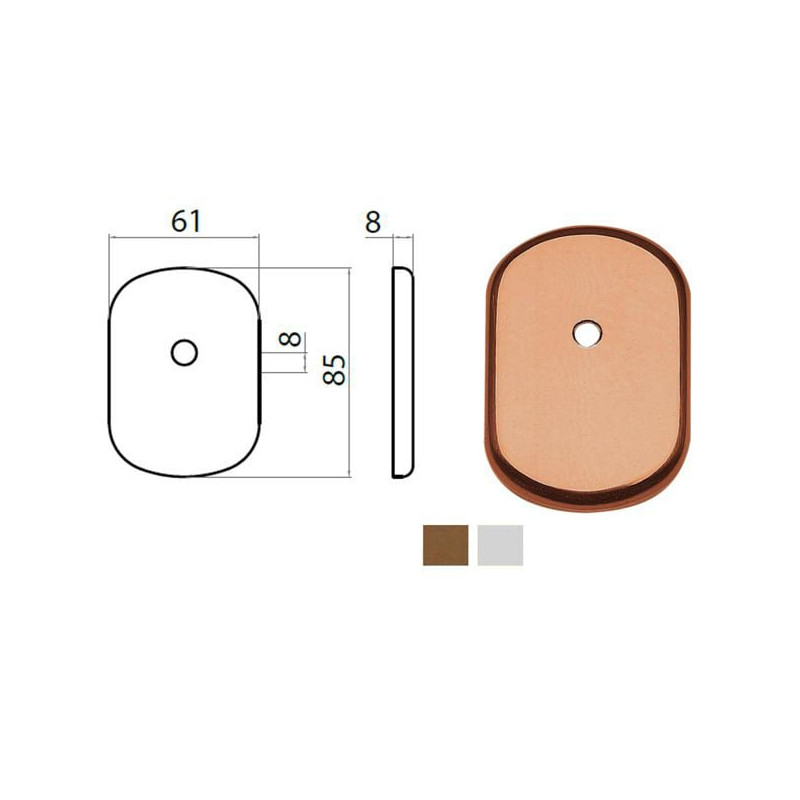 bocchetta ghidini ghibli con pomolo 62x86mm in alluminio argento