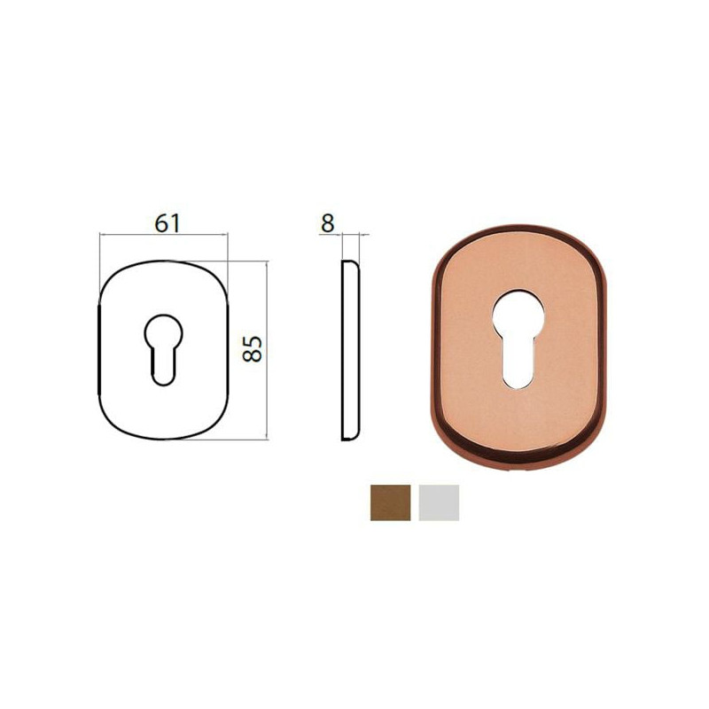 Bocchetta ghidini ghibli foro yale 62x86mm alluminio bronzato/argento