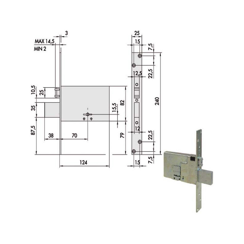 Serratura cisa doppia mappa per fascia [1.57320.73.0]