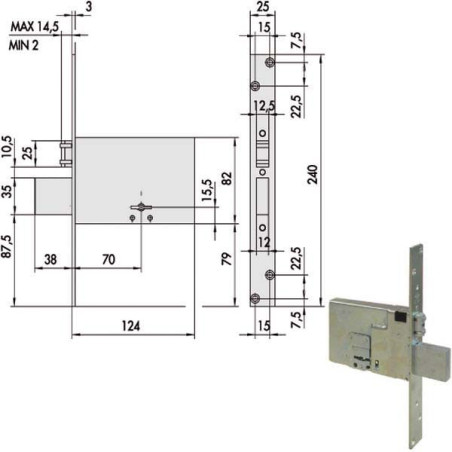 Serratura cisa doppia mappa per fascia [1.57320.73.0]