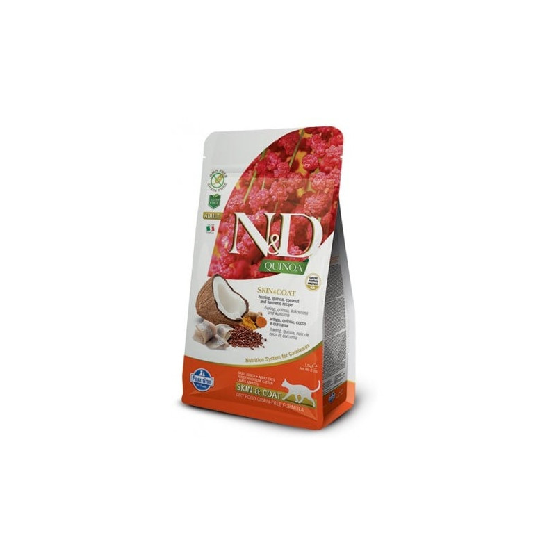Mangime farmina n&d quinoa cibo secco per gatti skin gatto aringhe
