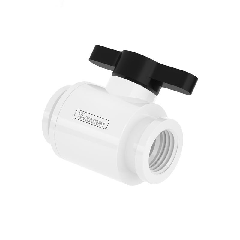 Valvola a sfera watercooling barrow 10mm g1/4 inch bianco/nero [tlqfs-v1