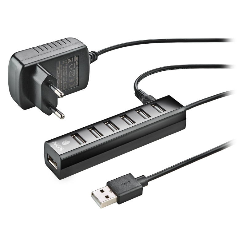 Hub usb ngs usb 2.0 5v-1a7 porte nero [ihub7tiny]