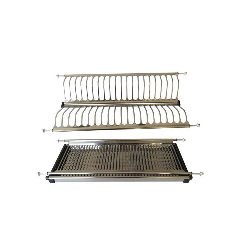 Scolapiatti metal style raccogligocce in acciaio inox cromato 56cm