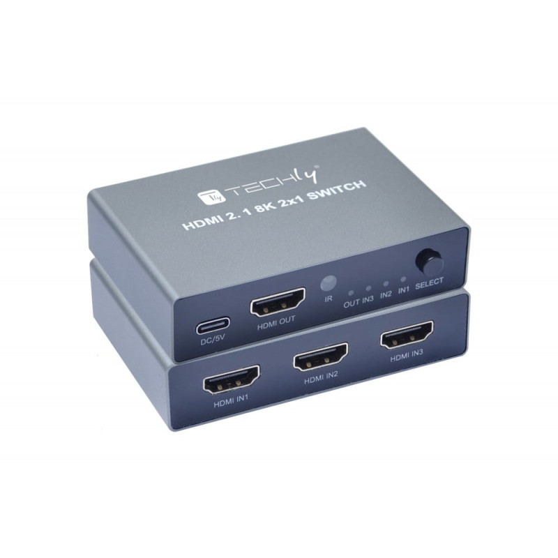 Switch hdmi techly 3x1 2.1 8k 2m grigio