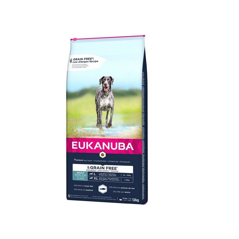 Cibo secco eukanuba per cane adult large & giant grain free 12kg
