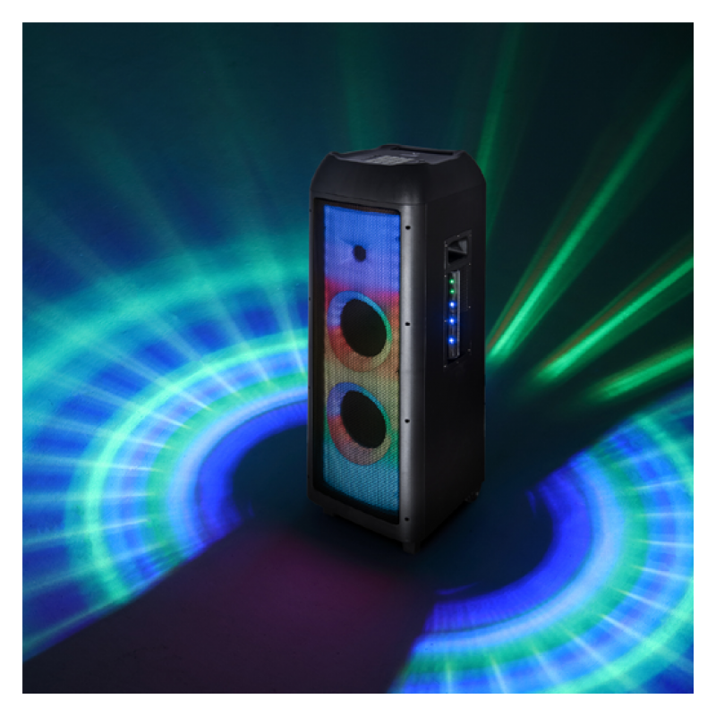 Altoparlante majestic party t360 cassa bluetooth con giochi di luce