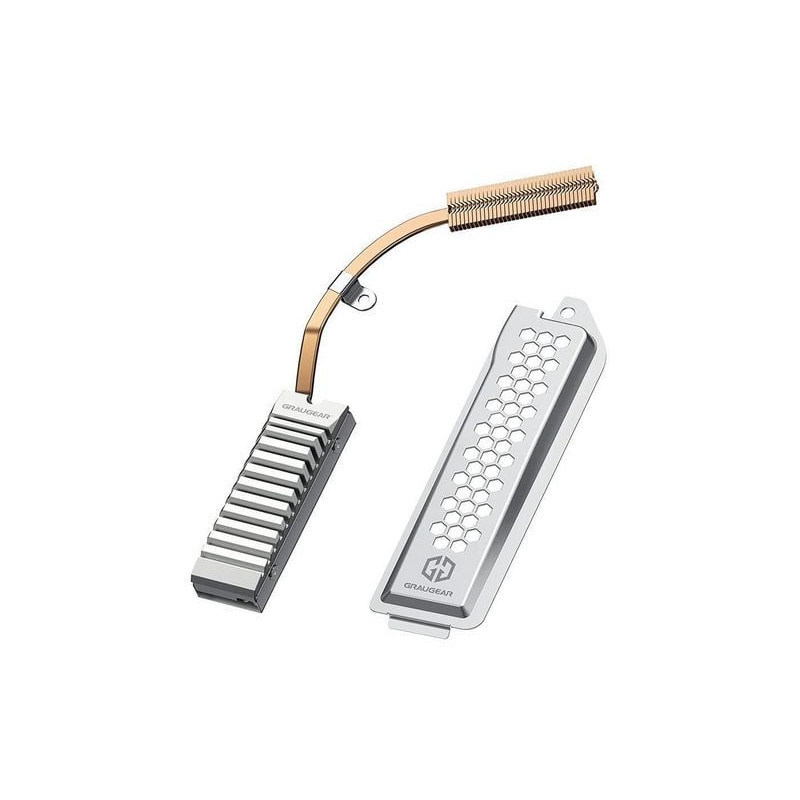 Dissipatore ssd graugear heatpipe per ssd m.2 nvme per ps5 argento