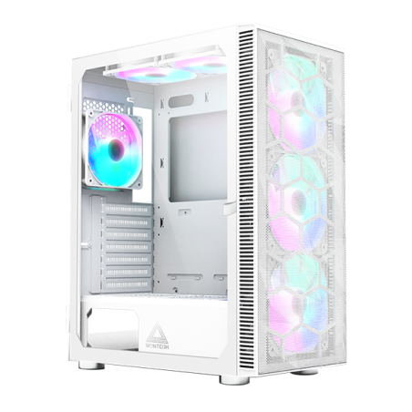 Case montech x3 mesh midi-tower ventole rgb vetro temperato bianco