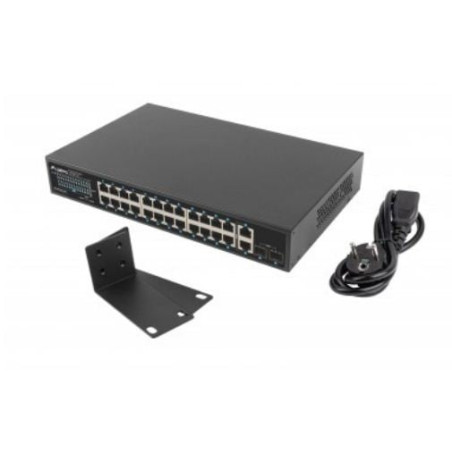 Switch lanberg 24x1gb poe+ 2xgb 2xsfp rack 19'' gigabit ethernet
