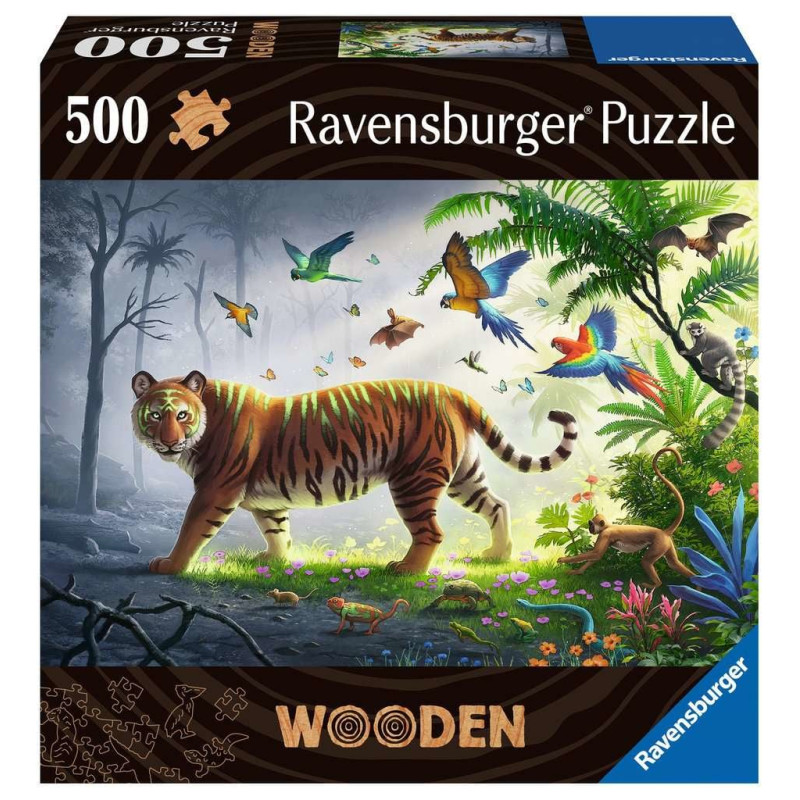 Puzzle ravensburger in legno tigre nella giungla 505pz multicolore