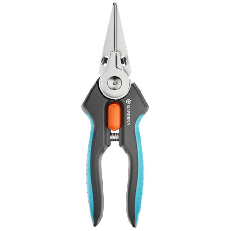 Forbici gardena gripcut per erbe aromatiche con pinza integrata grigio/blu