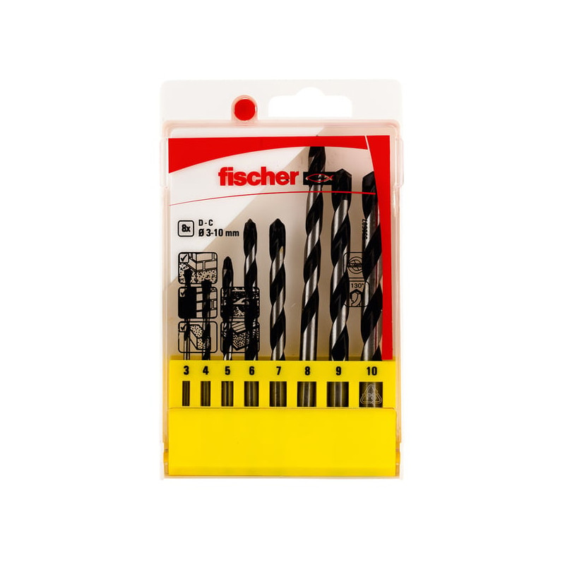 Set di punte da trapano fischer cts 8/set d-c/3-10 mm per