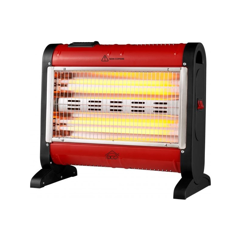 Stufa elettrica dcg eltronic sa9424 al quarzo 1600w nero/rosso [sa9424]