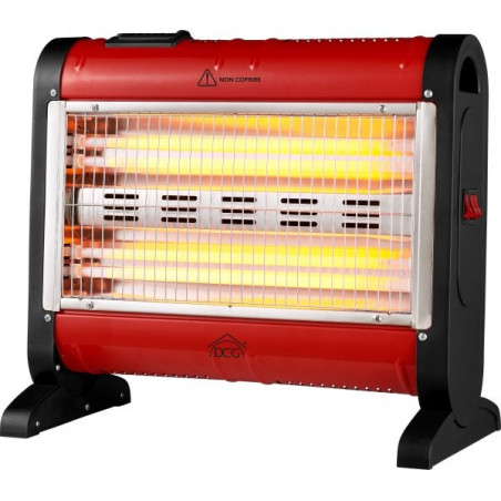 Stufa elettrica dcg eltronic sa9424 al quarzo 1600w nero/rosso [sa9424]